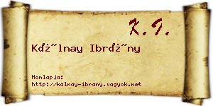 Kálnay Ibrány névjegykártya